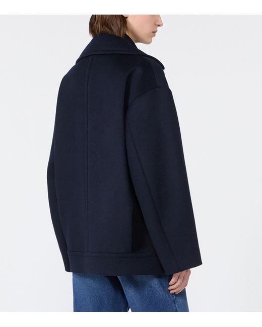 Weekend by Maxmara Blue Virgin Wool Short Coat