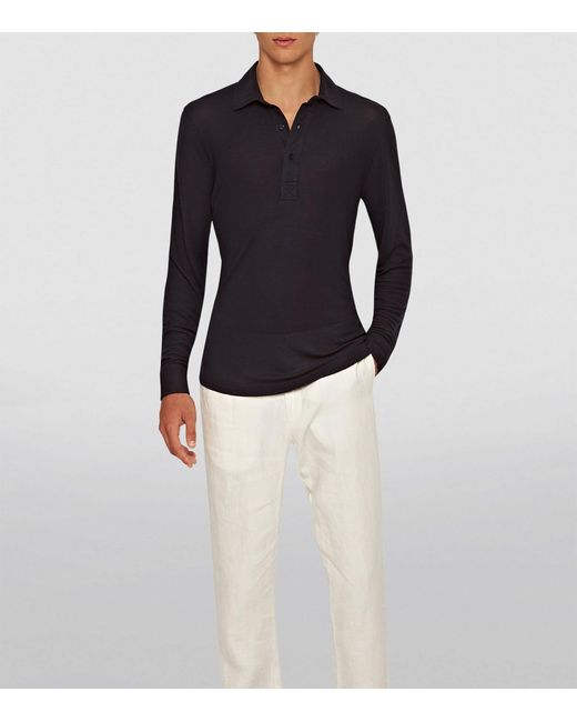 Orlebar Brown Blue Long-sleeve Polo Shirt for men