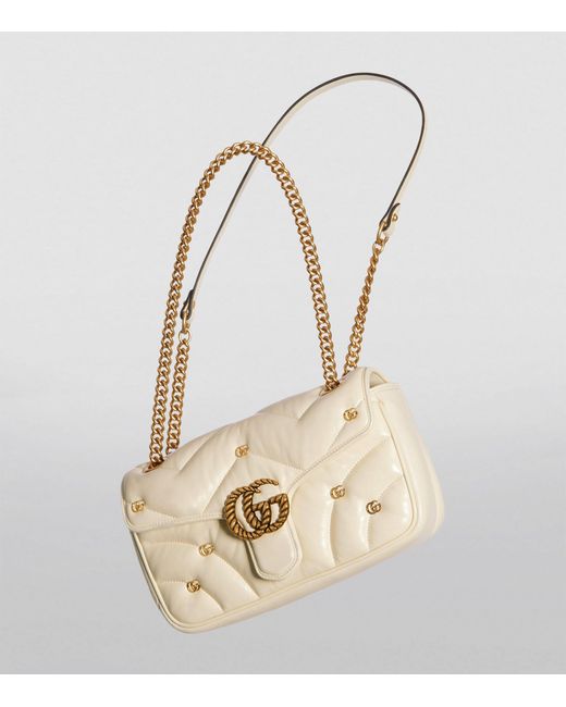 Gucci Natural Small Leather Gg Marmont Shoulder Bag