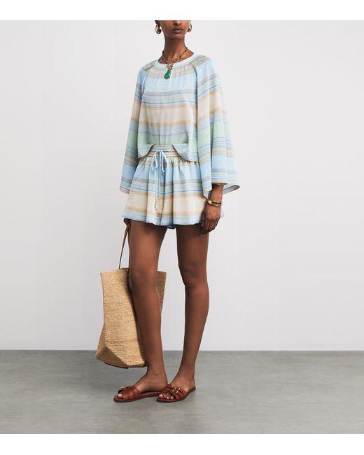 Zimmermann Blue Indra Stripe Shorts