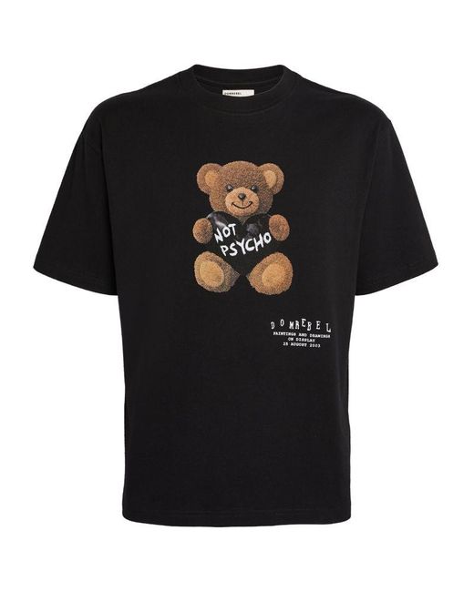 DOMREBEL Black Cotton Psycho Bear T-Shirt for men