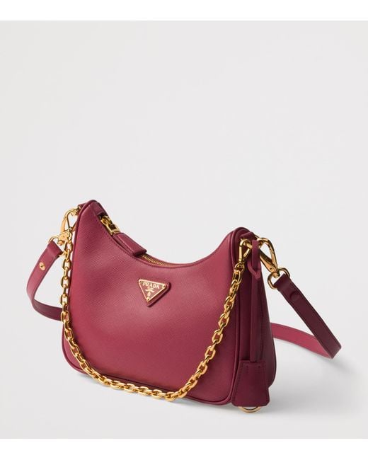 Prada Purple Mini Saffiano Leather Re-Edition Shoulder Bag