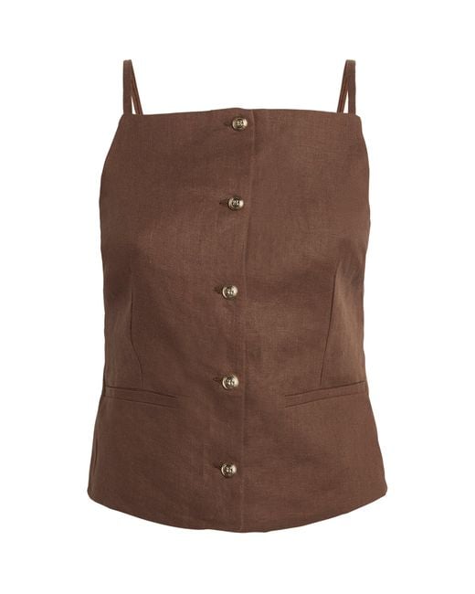 Maje Brown Linen Tank Top
