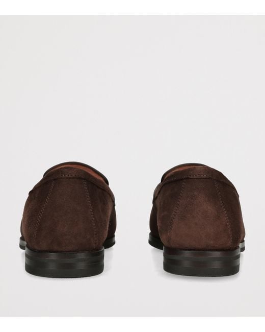 Santoni Brown Suede Carla Loafers