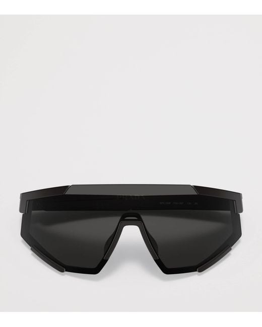 Prada Linea Rossa Gray Shield Pillow Sunglasses for men