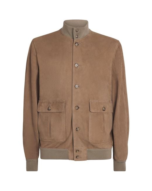 Valstar Brown Suede Ino Bomber Jacket for men