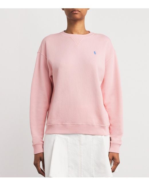 Polo Ralph Lauren Pink Cotton-Blend Polo Pony Sweatshirt