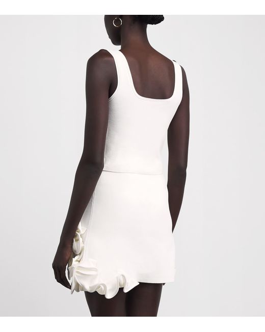 Sandro White Knitted Floral Tank Top