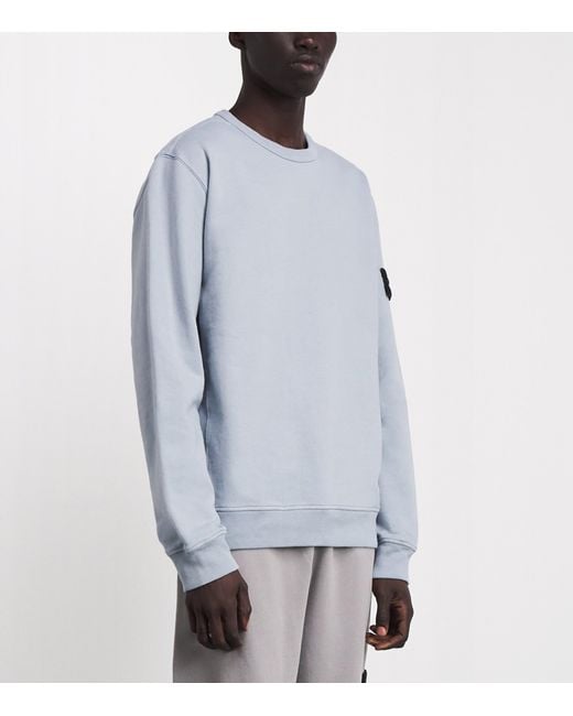 Stone Island Blue Cotton Compass Sweatshirt for men