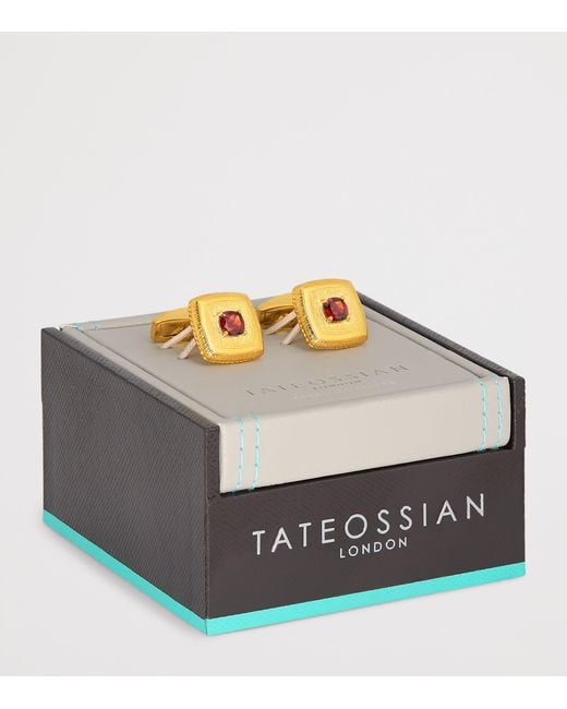 Tateossian Metallic Plated And Garnet Graffiato Cufflinks for men