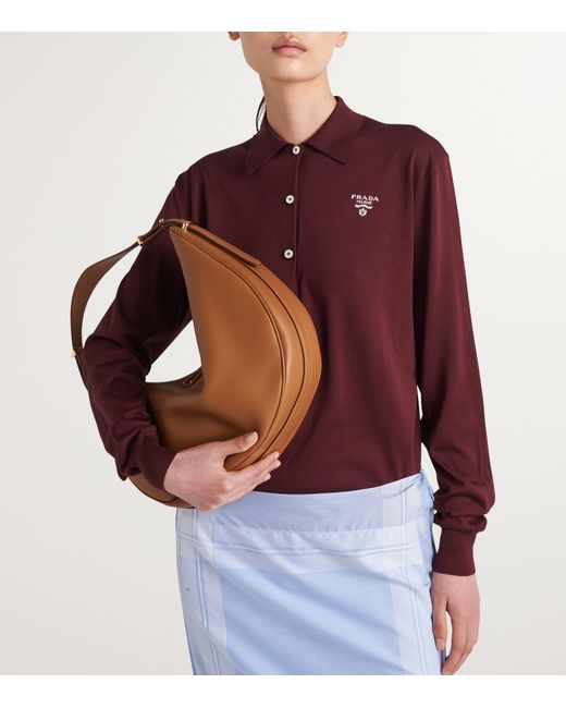 Prada Purple Silk Long-Sleeve Polo Shirt