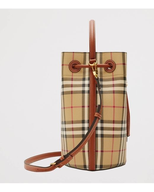 Burberry Brown Small Check Monogram Bucket Bag