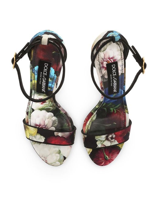Dolce & Gabbana Metallic Floral Dg Heeled Sandals
