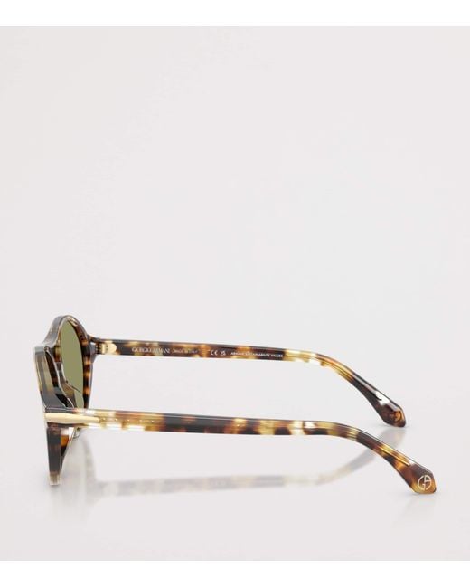 Giorgio Armani Green Tortoiseshell Round Sunglasses for men