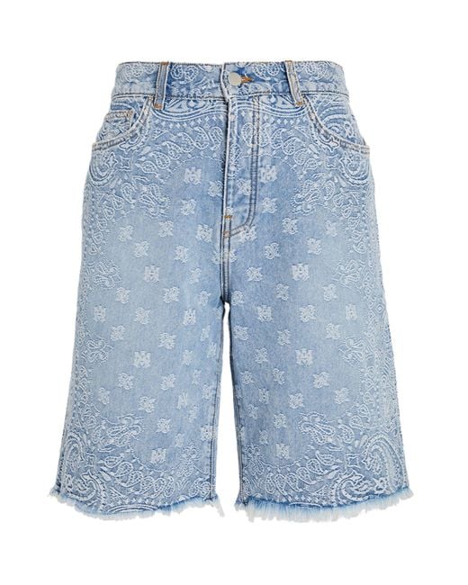 Amiri Blue Bandana Print Denim Shorts for men