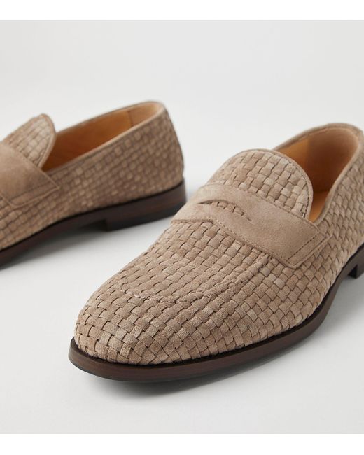 Brunello Cucinelli Natural Woven Suede Loafers for men