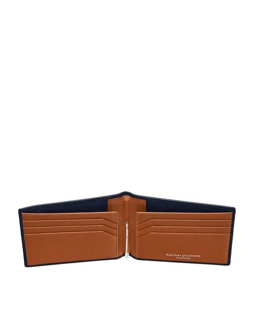 Aspinal Black Leather Bi-Fold Wallet for men