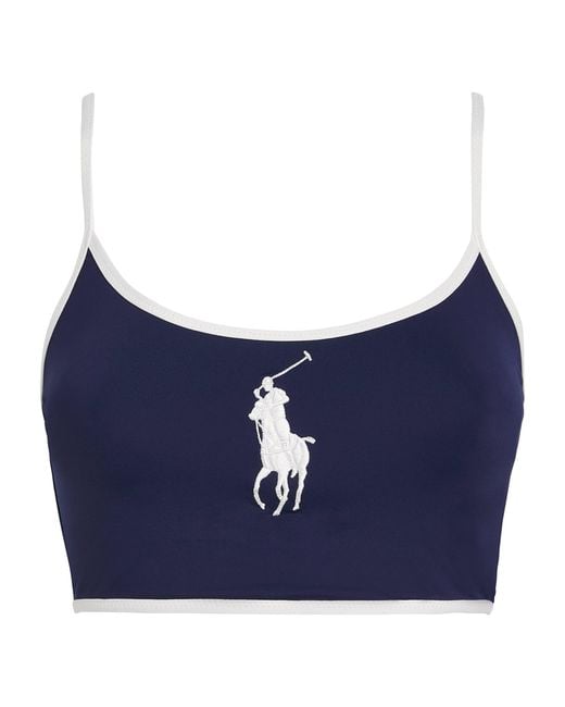 Polo Ralph Lauren Blue Polo Pony Two-Tone Bikini Top
