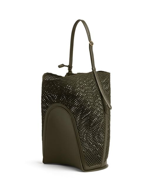 Alaïa Black Large Suede Net Hip Bucket Bag