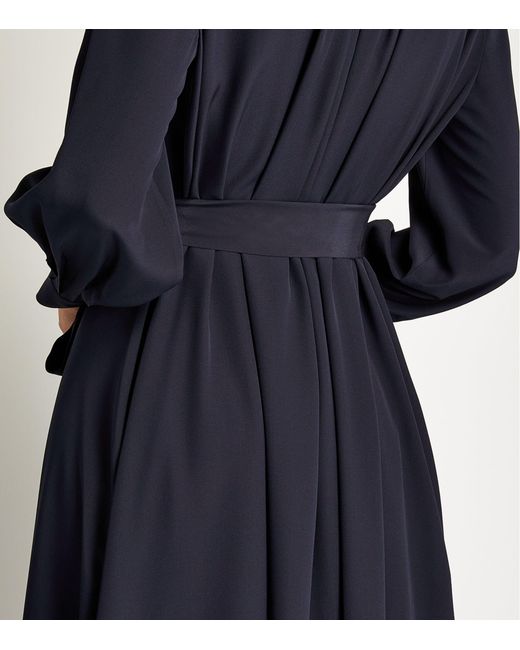 Kiton Blue Silk Belted Maxi Dress