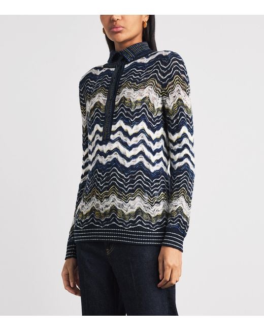 Missoni Blue Wool-Blend Jacquard Sweater