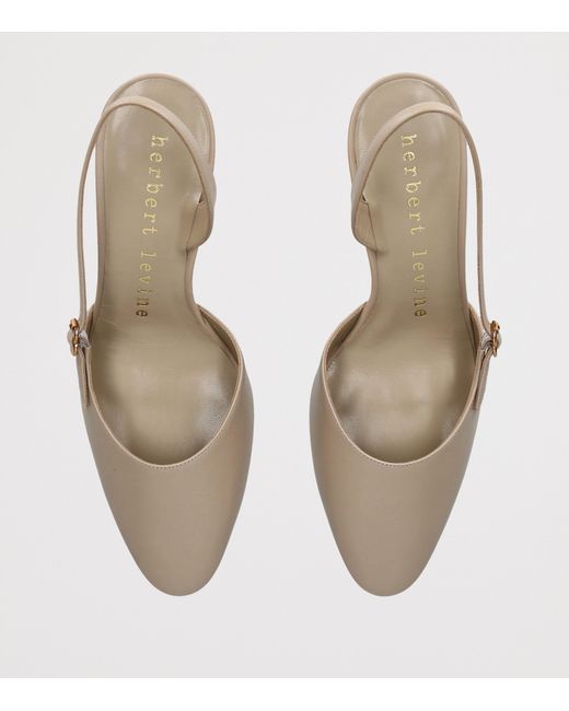 Herbert Levine Natural Leather Ask Around Slingback Heels 65