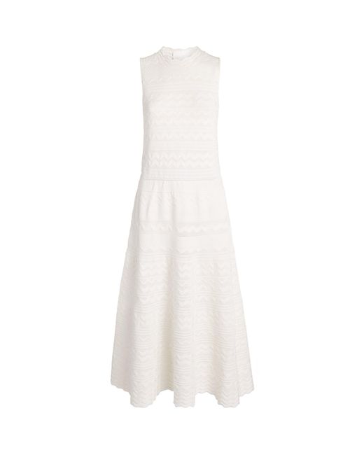 Molli White Zig-Zag Weave Midi Dress