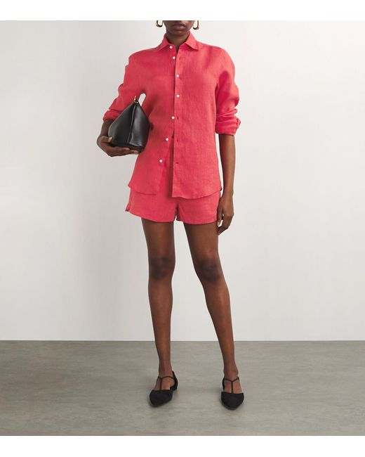 With Nothing Underneath Pink Linen The Boyfriend Shirt
