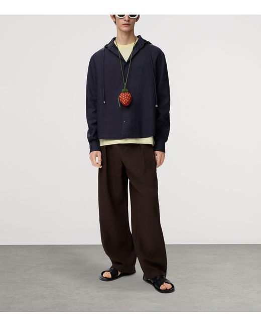 Loewe Blue X Paula's Ibiza Linen-Blend Hooded Anagram Shirt for men