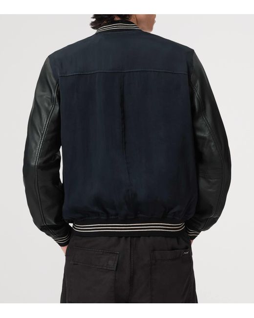 AllSaints Blue Taishi Varsity Bomber Jacket for men