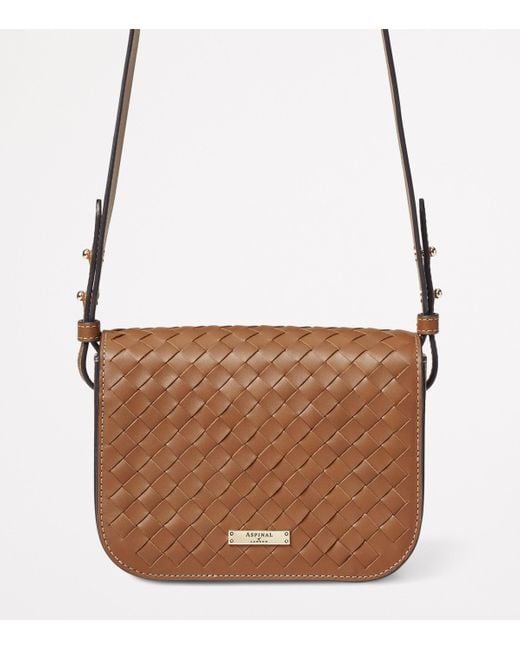 Aspinal Brown Woven Leather Ella Cross-Body Bag