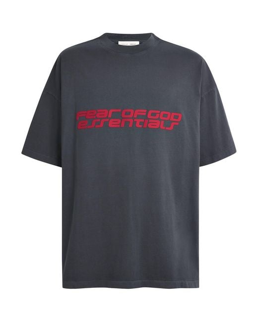 Fear Of God Black Cotton Oversized Logo T-Shirt for men