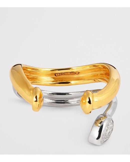 L'Atelier Nawbar Metallic And Diamond Lot N*93 Boa Double Ear Cuff