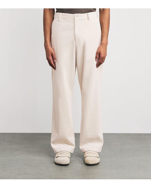 NN07 White Organic Cotton Corduroy Paw Trousers for men