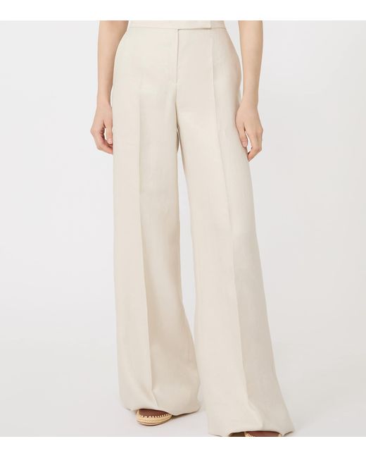 Max Mara White Linen Wide-Leg Trousers