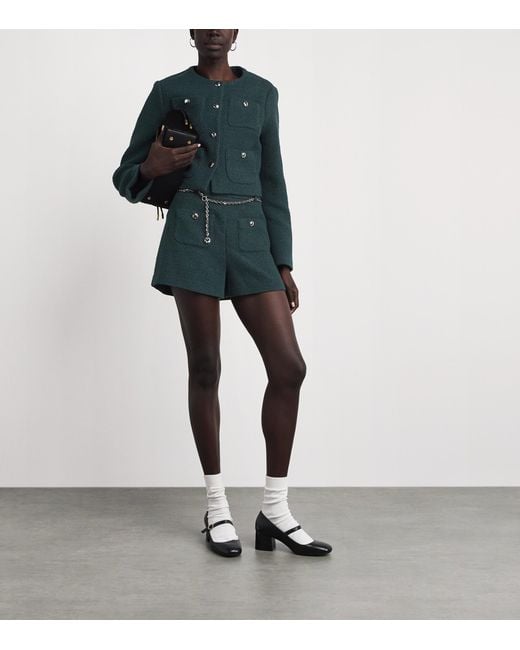 Maje Green Tweed Cropped Jacket