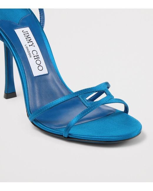 Jimmy Choo Blue 1998 Leo 100 Satin Heeled Sandals