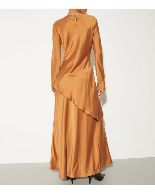 MAX&Co. Brown Silk-Blend Maxi Dress