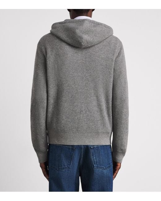 Polo Ralph Lauren Gray Wool-Cotton Waffle-Knit Zip-Up Hoodie for men
