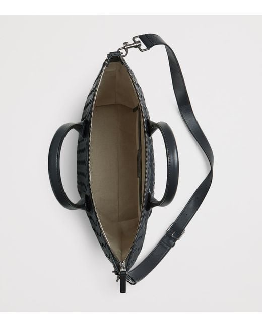 Bottega Veneta Black Leather Intrecciato North-South Tote Bag for men