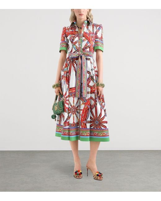 Dolce & Gabbana Red Silk Carretto Shirt Dress
