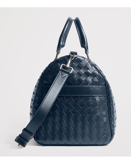 Bottega Veneta Blue Leather Intrecciato Duffle Bag for men