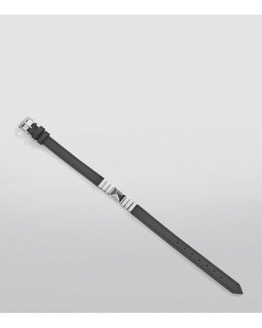 Marli New York Gray And Saffiano Leather Unii Bracelet for men