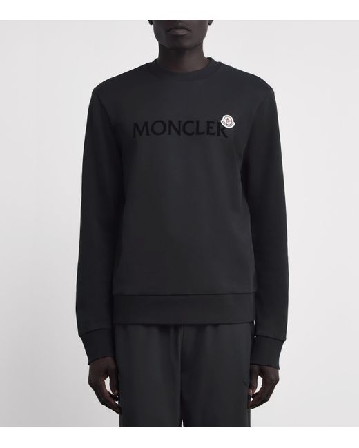 Moncler Black Logo Cotton Sweatshirt for men