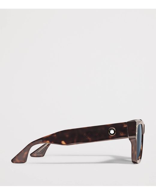 Montblanc Black Tortoiseshell Square Sunglasses