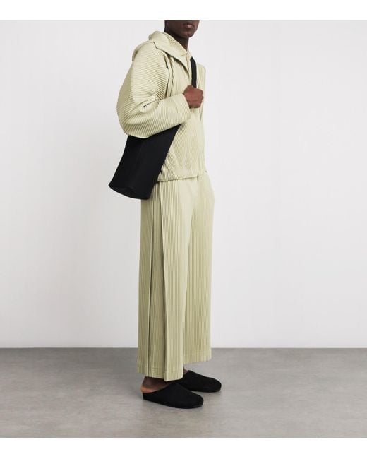 Homme Plissé Issey Miyake Green Pleated Wide-Leg Trousers for men