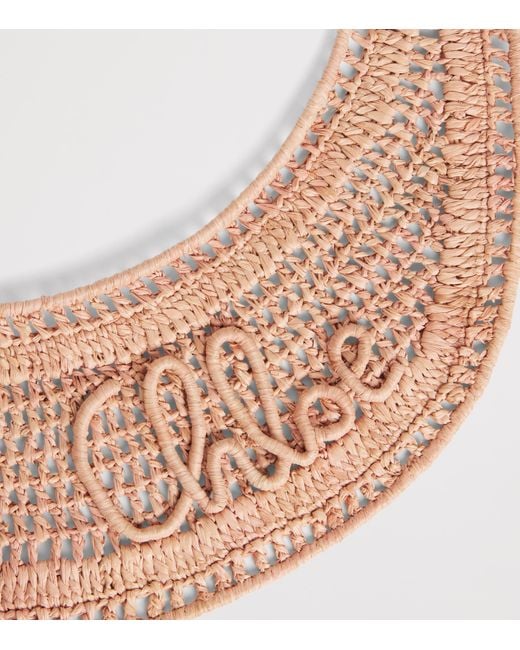 Chloé Pink Raffia Logo Visor