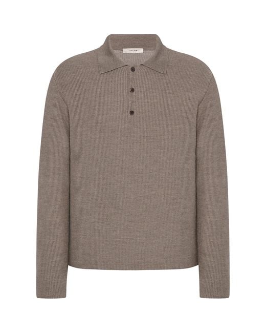 The Row Brown Bertram Cashmere Long-Sleeve Polo Shirt for men