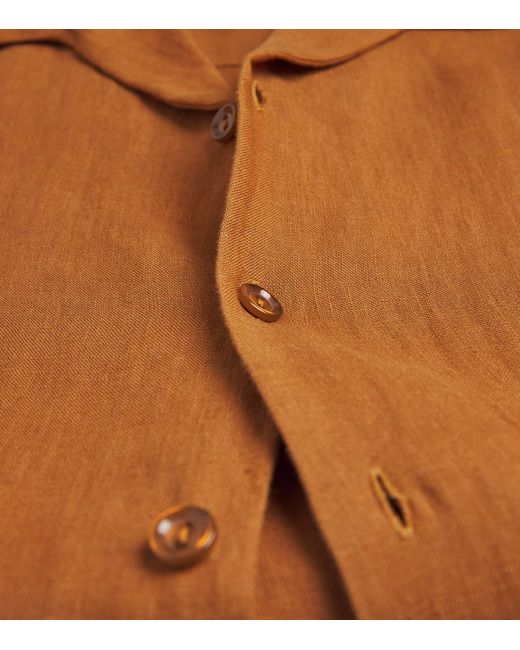 Sandro Brown Linen Short-Sleeve Shirt for men