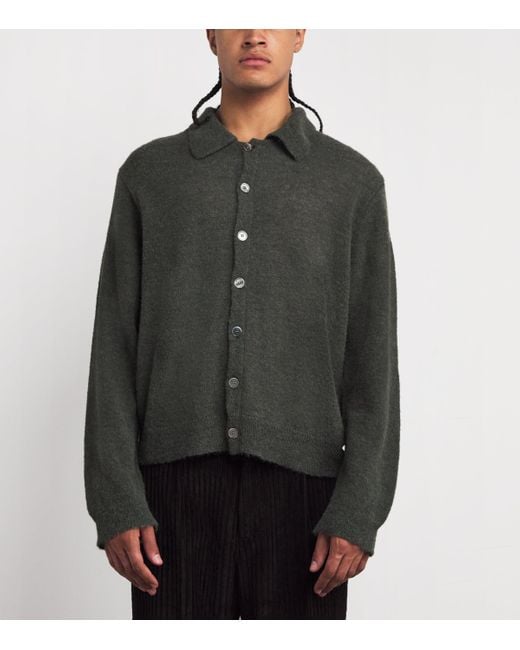 Our Legacy Green Alpaca-Blend Evening Polo Cardigan for men